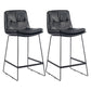 Scandinavian Coffee Shop Footrest Stool Matte Finish Upholstered Barstool Black Set of 2 Counter Stool(26"H) Clearhalo 'Bar Furniture' 'Bar Stools' 'bar_stools' 'Furniture' 'furniture_bar_stools' 'Kitchen & Dining Furniture' 4910762
