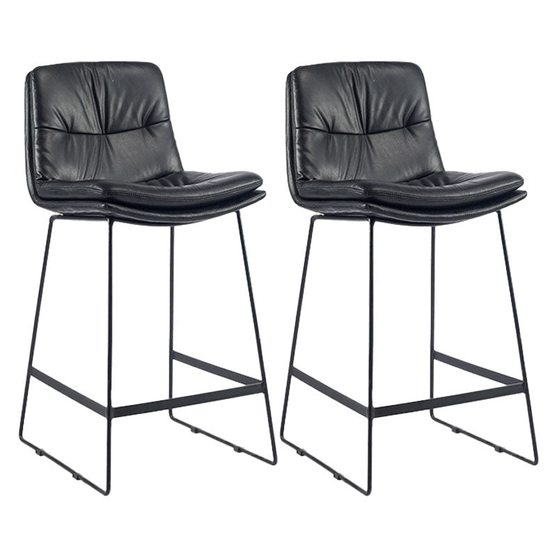 Scandinavian Coffee Shop Footrest Stool Matte Finish Upholstered Barstool Black Set of 2 Counter Stool(26"H) Clearhalo 'Bar Furniture' 'Bar Stools' 'bar_stools' 'Furniture' 'furniture_bar_stools' 'Kitchen & Dining Furniture' 4910762