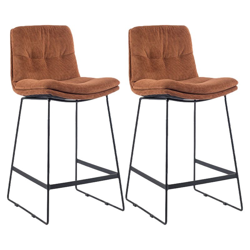 Scandinavian Coffee Shop Footrest Stool Matte Finish Upholstered Barstool Dark Brown Set of 2 Counter Stool(26"H) Clearhalo 'Bar Furniture' 'Bar Stools' 'bar_stools' 'Furniture' 'furniture_bar_stools' 'Kitchen & Dining Furniture' 4910764