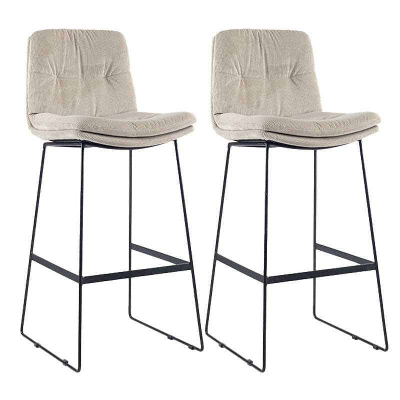 Scandinavian Coffee Shop Footrest Stool Matte Finish Upholstered Barstool Grey Set of 2 Bar Stool(30"H) Clearhalo 'Bar Furniture' 'Bar Stools' 'bar_stools' 'Furniture' 'furniture_bar_stools' 'Kitchen & Dining Furniture' 4910766