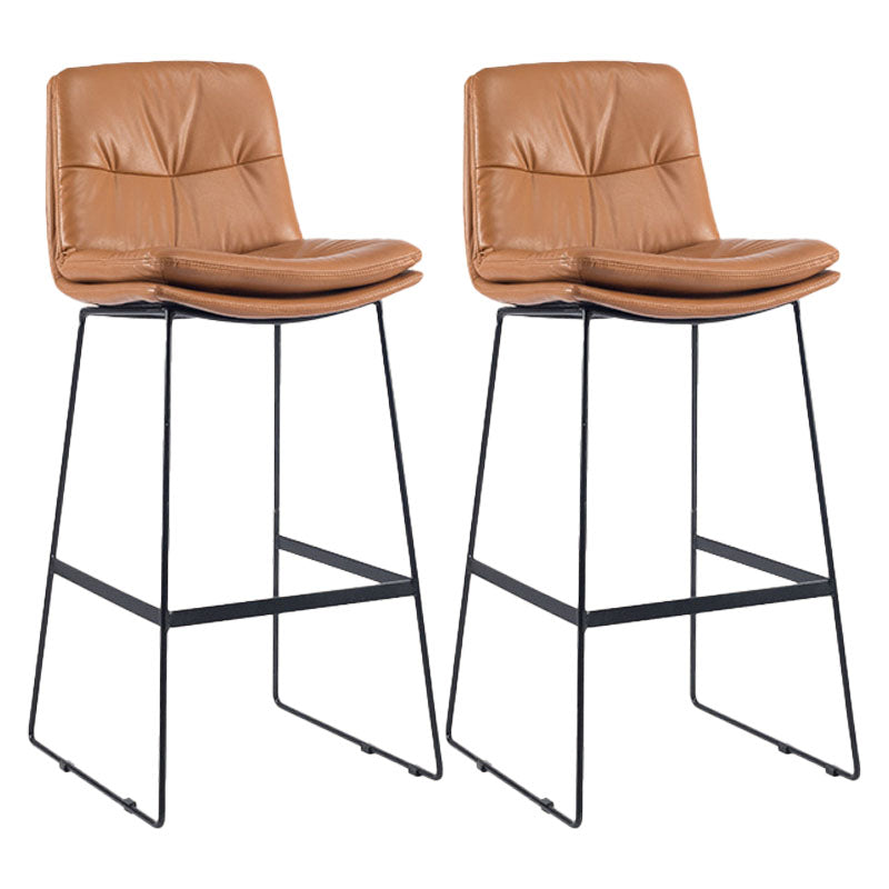 Scandinavian Coffee Shop Footrest Stool Matte Finish Upholstered Barstool Brown Set of 2 Bar Stool(30"H) Clearhalo 'Bar Furniture' 'Bar Stools' 'bar_stools' 'Furniture' 'furniture_bar_stools' 'Kitchen & Dining Furniture' 4910767