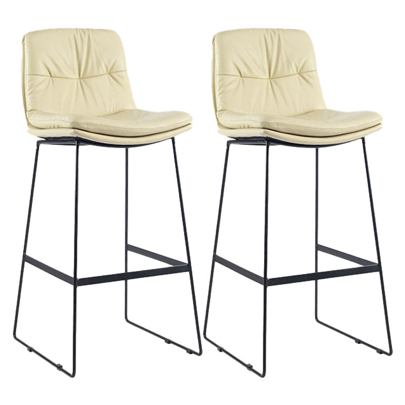 Scandinavian Coffee Shop Footrest Stool Matte Finish Upholstered Barstool Beige Set of 2 Bar Stool(30"H) Clearhalo 'Bar Furniture' 'Bar Stools' 'bar_stools' 'Furniture' 'furniture_bar_stools' 'Kitchen & Dining Furniture' 4910771