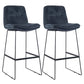 Scandinavian Coffee Shop Footrest Stool Matte Finish Upholstered Barstool Navy Blue Set of 2 Bar Stool(30"H) Clearhalo 'Bar Furniture' 'Bar Stools' 'bar_stools' 'Furniture' 'furniture_bar_stools' 'Kitchen & Dining Furniture' 4910773