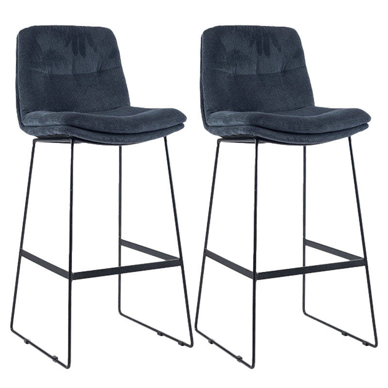 Scandinavian Coffee Shop Footrest Stool Matte Finish Upholstered Barstool Navy Blue Set of 2 Bar Stool(30"H) Clearhalo 'Bar Furniture' 'Bar Stools' 'bar_stools' 'Furniture' 'furniture_bar_stools' 'Kitchen & Dining Furniture' 4910773
