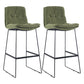Scandinavian Coffee Shop Footrest Stool Matte Finish Upholstered Barstool Blackish Green Set of 2 Bar Stool(30"H) Clearhalo 'Bar Furniture' 'Bar Stools' 'bar_stools' 'Furniture' 'furniture_bar_stools' 'Kitchen & Dining Furniture' 4910774