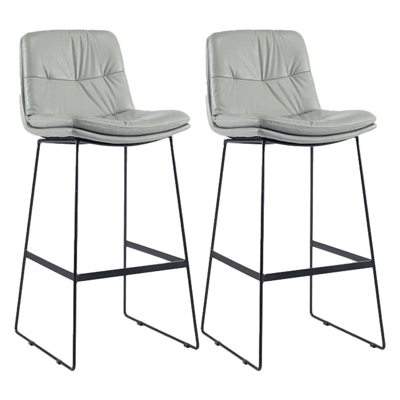 Scandinavian Coffee Shop Footrest Stool Matte Finish Upholstered Barstool Light Gray Set of 2 Bar Stool(30"H) Clearhalo 'Bar Furniture' 'Bar Stools' 'bar_stools' 'Furniture' 'furniture_bar_stools' 'Kitchen & Dining Furniture' 4910775