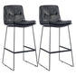 Scandinavian Coffee Shop Footrest Stool Matte Finish Upholstered Barstool Black Set of 2 Bar Stool(30"H) Clearhalo 'Bar Furniture' 'Bar Stools' 'bar_stools' 'Furniture' 'furniture_bar_stools' 'Kitchen & Dining Furniture' 4910778