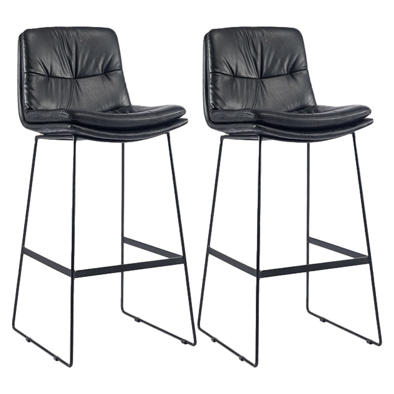 Scandinavian Coffee Shop Footrest Stool Matte Finish Upholstered Barstool Black Set of 2 Bar Stool(30"H) Clearhalo 'Bar Furniture' 'Bar Stools' 'bar_stools' 'Furniture' 'furniture_bar_stools' 'Kitchen & Dining Furniture' 4910778
