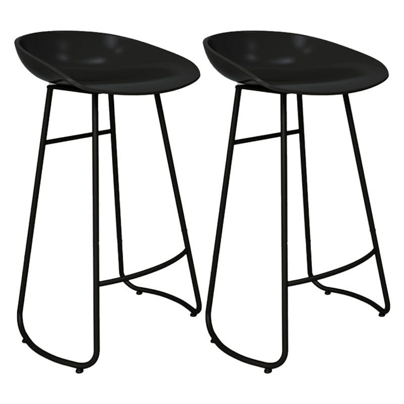 Modern Armless Backrest Counter Stool Iron Cashier Bar Stool with Acrylic Seat and Pedal Black 2 Piece Set Clearhalo 'Bar Furniture' 'Bar Stools' 'bar_stools' 'furn' 'furn_bar_stools' 'Furniture' 'furniture_bar_stools' 'Kitchen & Dining Furniture' 4910786