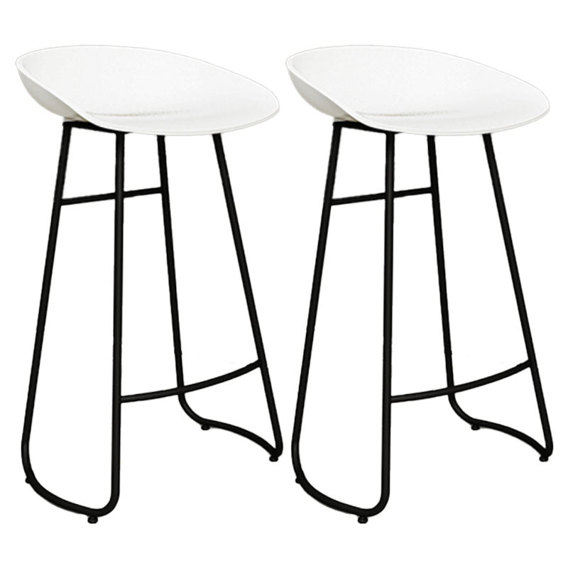Modern Armless Backrest Counter Stool Iron Cashier Bar Stool with Acrylic Seat and Pedal White 2 Piece Set Clearhalo 'Bar Furniture' 'Bar Stools' 'bar_stools' 'furn' 'furn_bar_stools' 'Furniture' 'furniture_bar_stools' 'Kitchen & Dining Furniture' 4910788