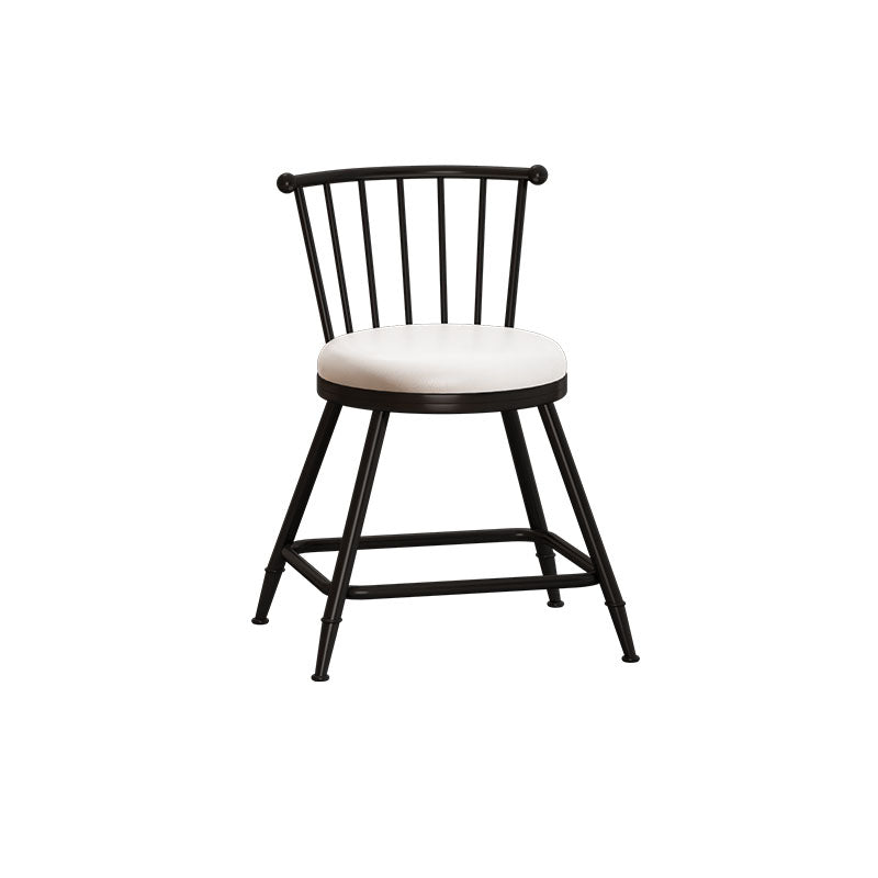 Industrial Armless Backrest Counter Stool Steel Bar Stool with Leather Cushion White 1 Piece Short Stool(18"H) Clearhalo 'Bar Furniture' 'Bar Stools' 'bar_stools' 'furn' 'furn_bar_stools' 'Furniture' 'furniture_bar_stools' 'Kitchen & Dining Furniture' 4910849