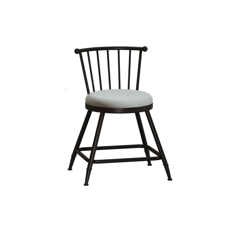 Industrial Armless Backrest Counter Stool Steel Bar Stool with Leather Cushion Gray 1 Piece Short Stool(18"H) Clearhalo 'Bar Furniture' 'Bar Stools' 'bar_stools' 'furn' 'furn_bar_stools' 'Furniture' 'furniture_bar_stools' 'Kitchen & Dining Furniture' 4910850