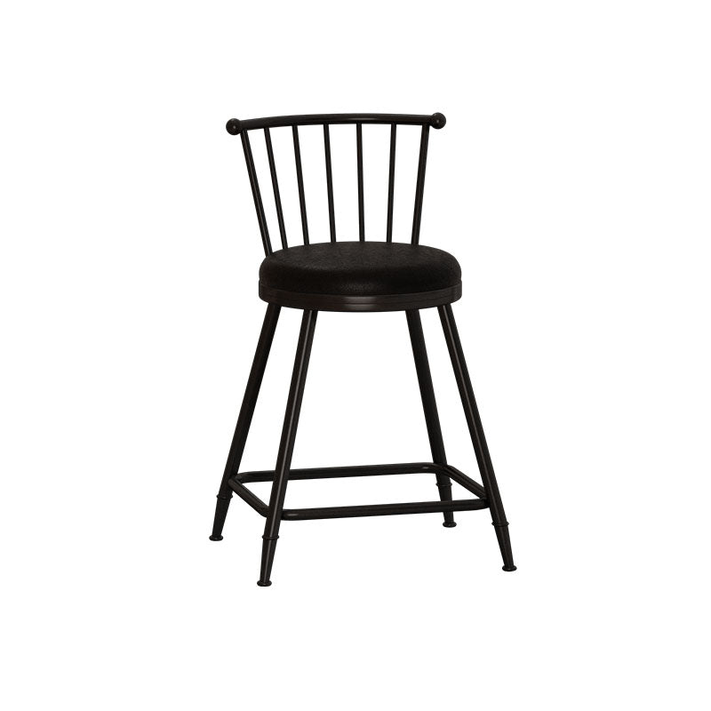 Industrial Armless Backrest Counter Stool Steel Bar Stool with Leather Cushion Black 1 Piece Short Stool(22"H) Clearhalo 'Bar Furniture' 'Bar Stools' 'bar_stools' 'furn' 'furn_bar_stools' 'Furniture' 'furniture_bar_stools' 'Kitchen & Dining Furniture' 4910852