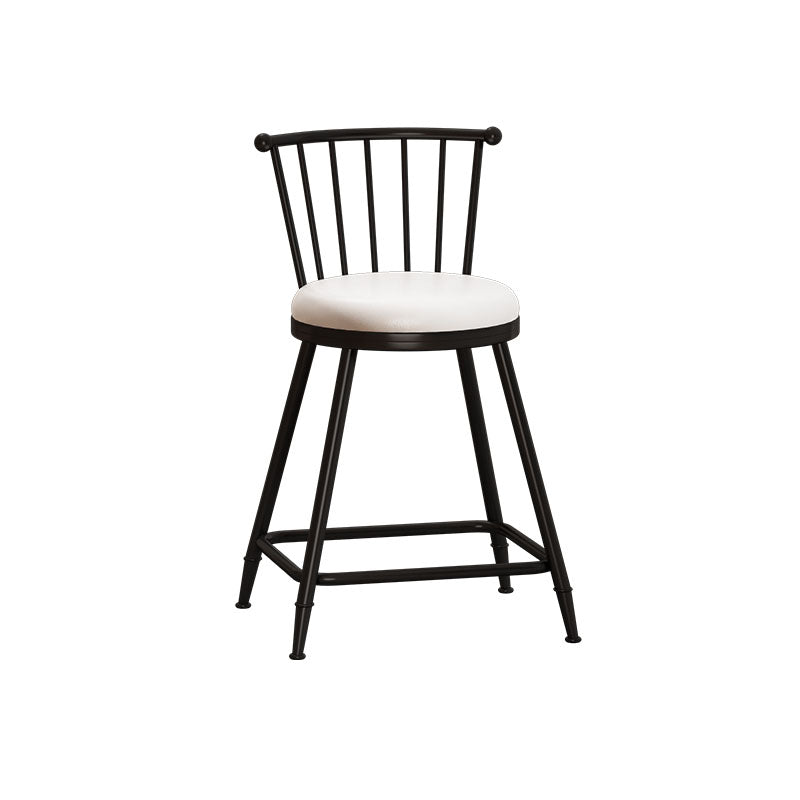 Industrial Armless Backrest Counter Stool Steel Bar Stool with Leather Cushion White 1 Piece Short Stool(22"H) Clearhalo 'Bar Furniture' 'Bar Stools' 'bar_stools' 'furn' 'furn_bar_stools' 'Furniture' 'furniture_bar_stools' 'Kitchen & Dining Furniture' 4910856