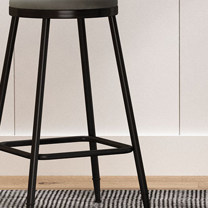 Industrial Armless Backrest Counter Stool Steel Bar Stool with Leather Cushion Clearhalo 'Bar Furniture' 'Bar Stools' 'bar_stools' 'furn' 'furn_bar_stools' 'Furniture' 'furniture_bar_stools' 'Kitchen & Dining Furniture' 4910857