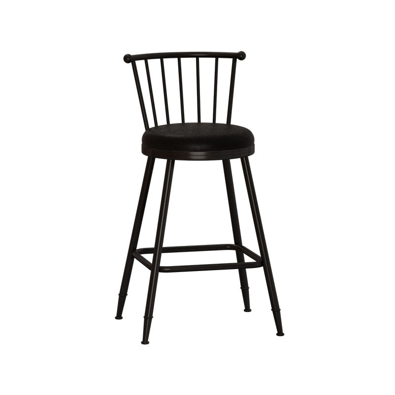 Industrial Armless Backrest Counter Stool Steel Bar Stool with Leather Cushion Black 1 Piece Counter Stool(26"H) Clearhalo 'Bar Furniture' 'Bar Stools' 'bar_stools' 'furn' 'furn_bar_stools' 'Furniture' 'furniture_bar_stools' 'Kitchen & Dining Furniture' 4910861