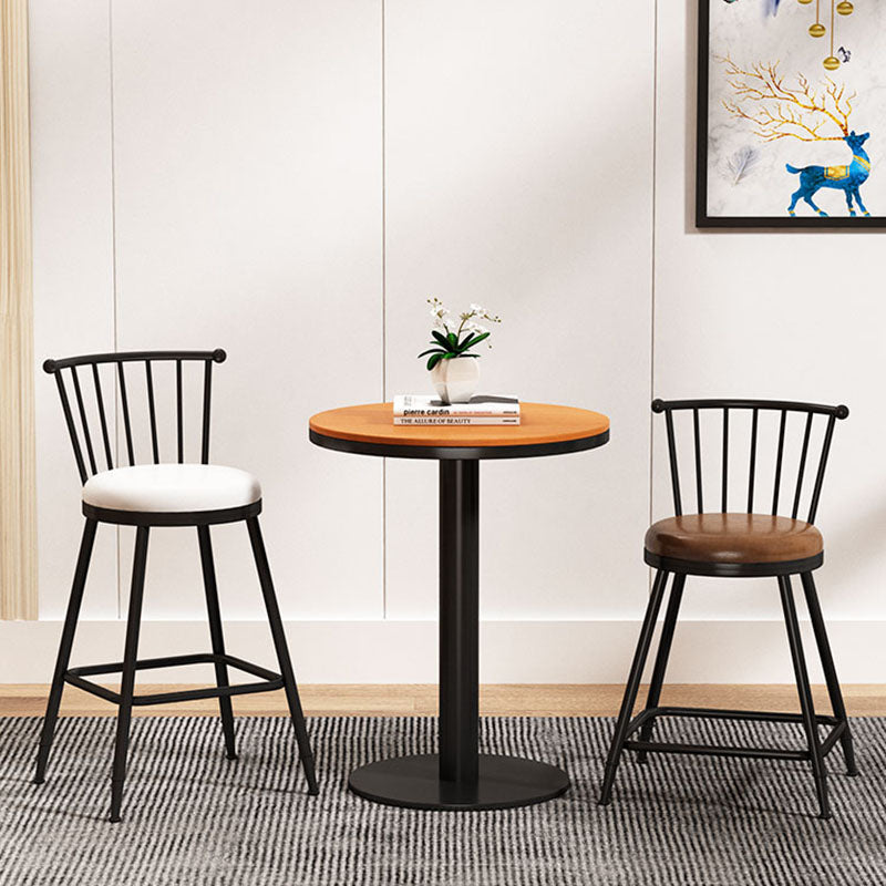Industrial Armless Backrest Counter Stool Steel Bar Stool with Leather Cushion Clearhalo 'Bar Furniture' 'Bar Stools' 'bar_stools' 'furn' 'furn_bar_stools' 'Furniture' 'furniture_bar_stools' 'Kitchen & Dining Furniture' 4910862