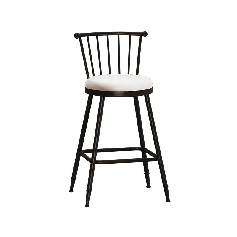 Industrial Armless Backrest Counter Stool Steel Bar Stool with Leather Cushion White 1 Piece Counter Stool(26"H) Clearhalo 'Bar Furniture' 'Bar Stools' 'bar_stools' 'furn' 'furn_bar_stools' 'Furniture' 'furniture_bar_stools' 'Kitchen & Dining Furniture' 4910864
