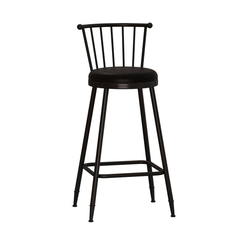 Industrial Armless Backrest Counter Stool Steel Bar Stool with Leather Cushion Black 1 Piece Bar Stool(30"H) Clearhalo 'Bar Furniture' 'Bar Stools' 'bar_stools' 'furn' 'furn_bar_stools' 'Furniture' 'furniture_bar_stools' 'Kitchen & Dining Furniture' 4910866