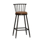 Industrial Armless Backrest Counter Stool Steel Bar Stool with Leather Cushion Brown 1 Piece Bar Stool(30"H) Clearhalo 'Bar Furniture' 'Bar Stools' 'bar_stools' 'furn' 'furn_bar_stools' 'Furniture' 'furniture_bar_stools' 'Kitchen & Dining Furniture' 4910867