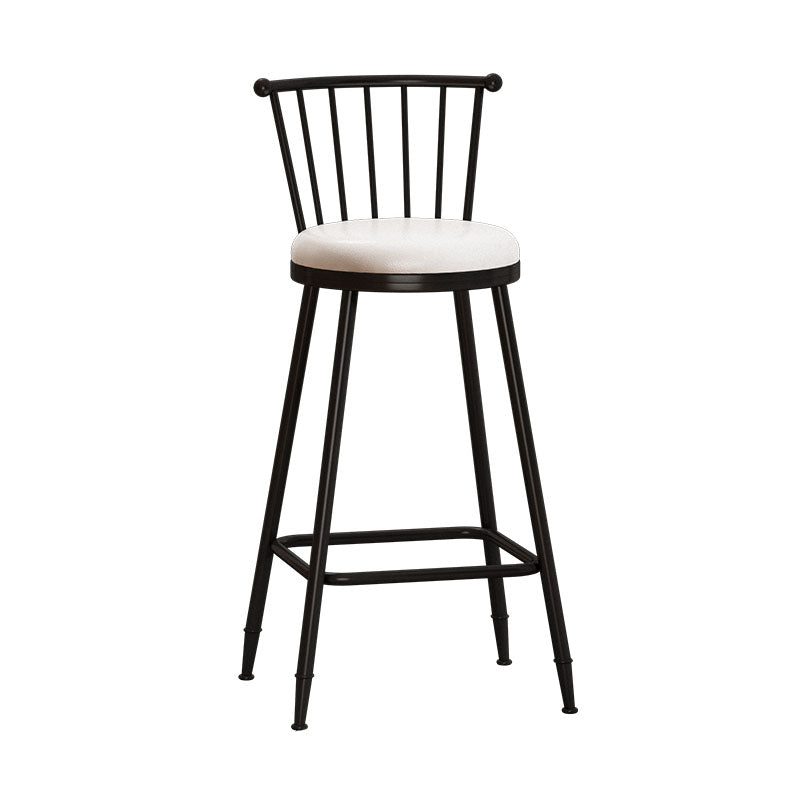 Industrial Armless Backrest Counter Stool Steel Bar Stool with Leather Cushion White 1 Piece Bar Stool(30"H) Clearhalo 'Bar Furniture' 'Bar Stools' 'bar_stools' 'furn' 'furn_bar_stools' 'Furniture' 'furniture_bar_stools' 'Kitchen & Dining Furniture' 4910868
