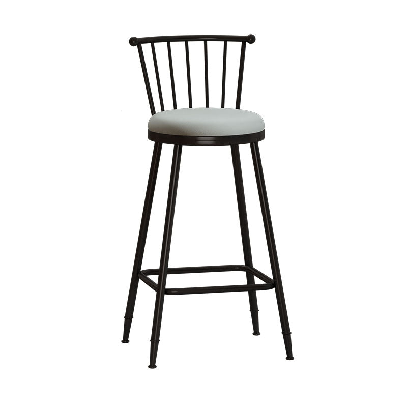 Industrial Armless Backrest Counter Stool Steel Bar Stool with Leather Cushion Gray 1 Piece Bar Stool(30"H) Clearhalo 'Bar Furniture' 'Bar Stools' 'bar_stools' 'furn' 'furn_bar_stools' 'Furniture' 'furniture_bar_stools' 'Kitchen & Dining Furniture' 4910869