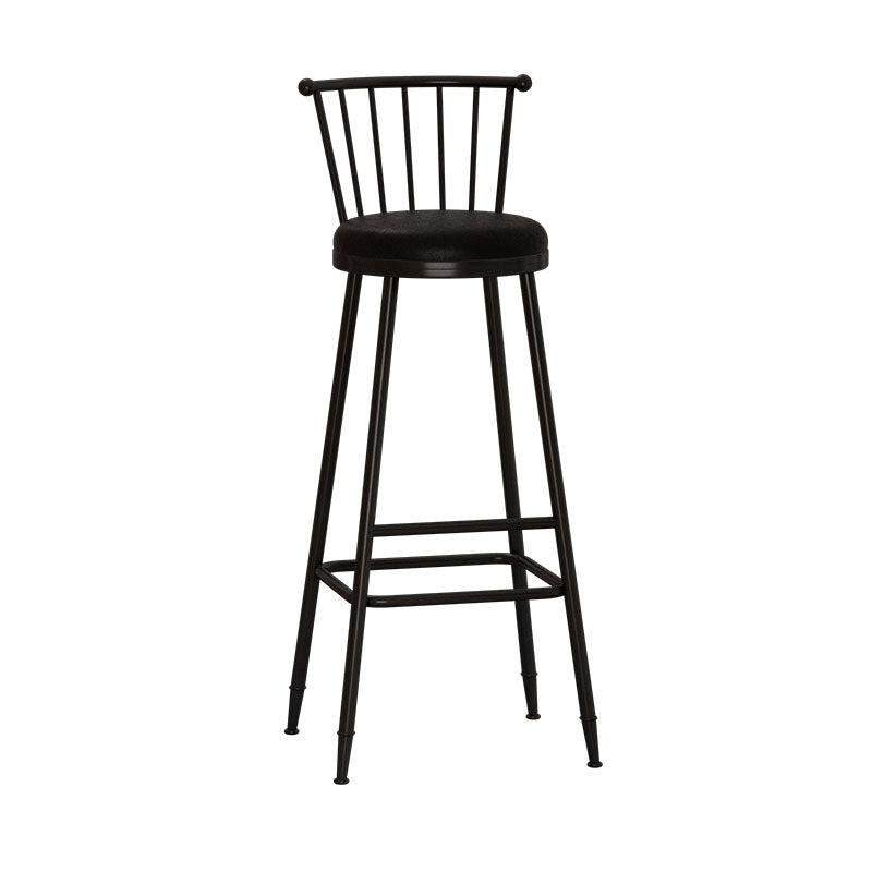 Industrial Armless Backrest Counter Stool Steel Bar Stool with Leather Cushion Black 1 Piece Bar Stool(33"H) Clearhalo 'Bar Furniture' 'Bar Stools' 'bar_stools' 'furn' 'furn_bar_stools' 'Furniture' 'furniture_bar_stools' 'Kitchen & Dining Furniture' 4910870