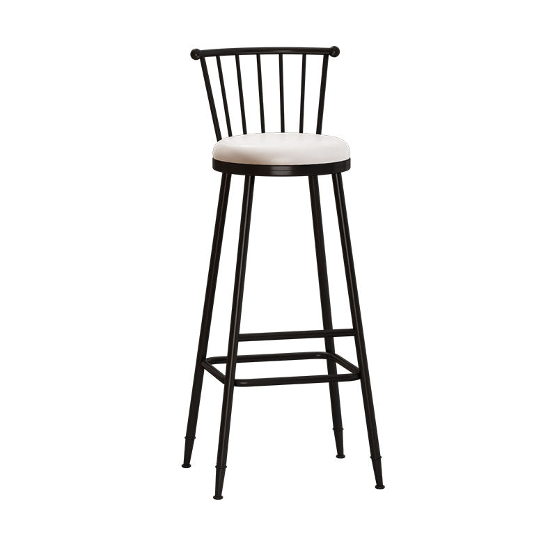 Industrial Armless Backrest Counter Stool Steel Bar Stool with Leather Cushion White 1 Piece Bar Stool(33"H) Clearhalo 'Bar Furniture' 'Bar Stools' 'bar_stools' 'furn' 'furn_bar_stools' 'Furniture' 'furniture_bar_stools' 'Kitchen & Dining Furniture' 4910872