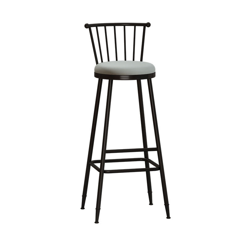 Industrial Armless Backrest Counter Stool Steel Bar Stool with Leather Cushion Gray 1 Piece Bar Stool(33"H) Clearhalo 'Bar Furniture' 'Bar Stools' 'bar_stools' 'furn' 'furn_bar_stools' 'Furniture' 'furniture_bar_stools' 'Kitchen & Dining Furniture' 4910873