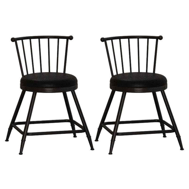 Industrial Armless Backrest Counter Stool Steel Bar Stool with Leather Cushion Black 2 Piece Set Short Stool(18"H) Clearhalo 'Bar Furniture' 'Bar Stools' 'bar_stools' 'furn' 'furn_bar_stools' 'Furniture' 'furniture_bar_stools' 'Kitchen & Dining Furniture' 4910874