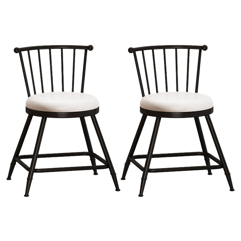 Industrial Armless Backrest Counter Stool Steel Bar Stool with Leather Cushion White 2 Piece Set Short Stool(18"H) Clearhalo 'Bar Furniture' 'Bar Stools' 'bar_stools' 'furn' 'furn_bar_stools' 'Furniture' 'furniture_bar_stools' 'Kitchen & Dining Furniture' 4910876