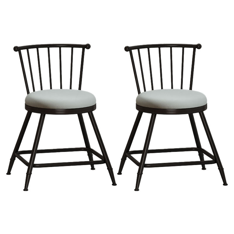 Industrial Armless Backrest Counter Stool Steel Bar Stool with Leather Cushion Gray 2 Piece Set Short Stool(18"H) Clearhalo 'Bar Furniture' 'Bar Stools' 'bar_stools' 'furn' 'furn_bar_stools' 'Furniture' 'furniture_bar_stools' 'Kitchen & Dining Furniture' 4910877