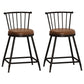 Industrial Armless Backrest Counter Stool Steel Bar Stool with Leather Cushion Brown 2 Piece Set Short Stool(22"H) Clearhalo 'Bar Furniture' 'Bar Stools' 'bar_stools' 'furn' 'furn_bar_stools' 'Furniture' 'furniture_bar_stools' 'Kitchen & Dining Furniture' 4910879