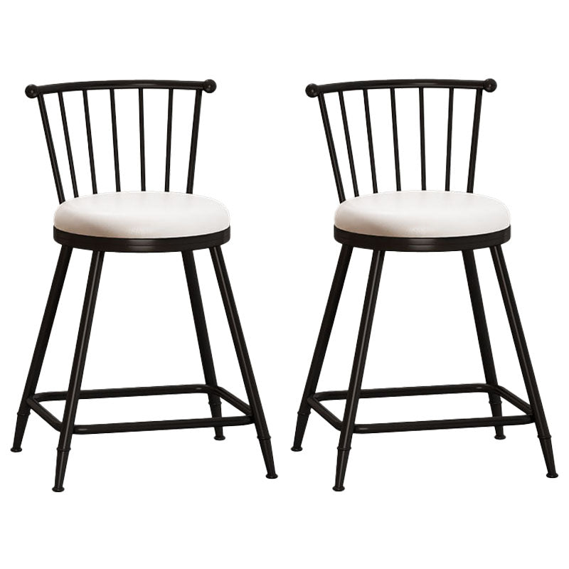 Industrial Armless Backrest Counter Stool Steel Bar Stool with Leather Cushion White 2 Piece Set Short Stool(22"H) Clearhalo 'Bar Furniture' 'Bar Stools' 'bar_stools' 'furn' 'furn_bar_stools' 'Furniture' 'furniture_bar_stools' 'Kitchen & Dining Furniture' 4910880