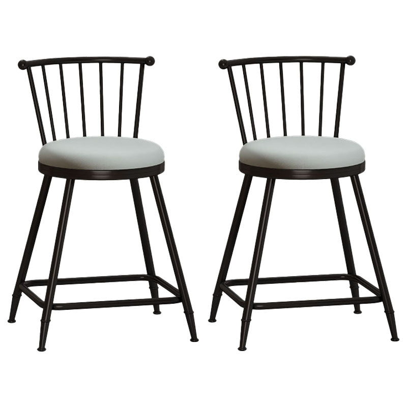 Industrial Armless Backrest Counter Stool Steel Bar Stool with Leather Cushion Gray 2 Piece Set Short Stool(22"H) Clearhalo 'Bar Furniture' 'Bar Stools' 'bar_stools' 'furn' 'furn_bar_stools' 'Furniture' 'furniture_bar_stools' 'Kitchen & Dining Furniture' 4910881