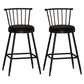 Industrial Armless Backrest Counter Stool Steel Bar Stool with Leather Cushion Black 2 Piece Set Counter Stool(26"H) Clearhalo 'Bar Furniture' 'Bar Stools' 'bar_stools' 'furn' 'furn_bar_stools' 'Furniture' 'furniture_bar_stools' 'Kitchen & Dining Furniture' 4910882
