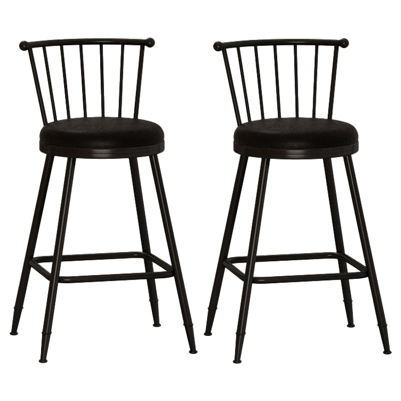Industrial Armless Backrest Counter Stool Steel Bar Stool with Leather Cushion Black 2 Piece Set Counter Stool(26"H) Clearhalo 'Bar Furniture' 'Bar Stools' 'bar_stools' 'furn' 'furn_bar_stools' 'Furniture' 'furniture_bar_stools' 'Kitchen & Dining Furniture' 4910882