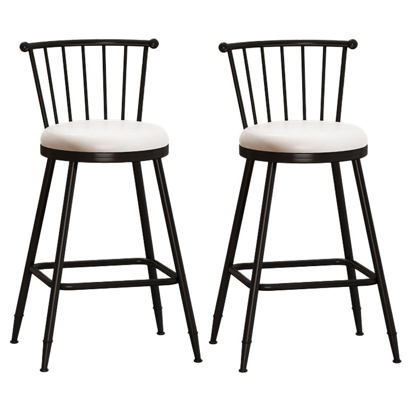 Industrial Armless Backrest Counter Stool Steel Bar Stool with Leather Cushion White 2 Piece Set Counter Stool(26"H) Clearhalo 'Bar Furniture' 'Bar Stools' 'bar_stools' 'furn' 'furn_bar_stools' 'Furniture' 'furniture_bar_stools' 'Kitchen & Dining Furniture' 4910884