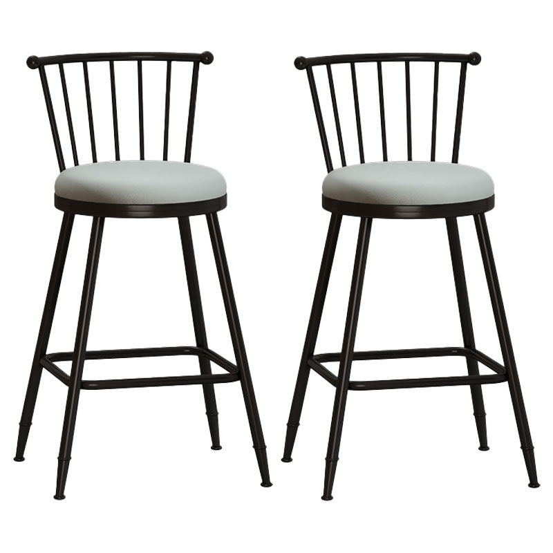 Industrial Armless Backrest Counter Stool Steel Bar Stool with Leather Cushion Gray 2 Piece Set Counter Stool(26"H) Clearhalo 'Bar Furniture' 'Bar Stools' 'bar_stools' 'furn' 'furn_bar_stools' 'Furniture' 'furniture_bar_stools' 'Kitchen & Dining Furniture' 4910885