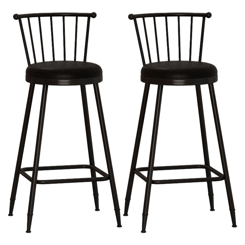 Industrial Armless Backrest Counter Stool Steel Bar Stool with Leather Cushion Black 2 Piece Set Bar Stool(30"H) Clearhalo 'Bar Furniture' 'Bar Stools' 'bar_stools' 'furn' 'furn_bar_stools' 'Furniture' 'furniture_bar_stools' 'Kitchen & Dining Furniture' 4910886