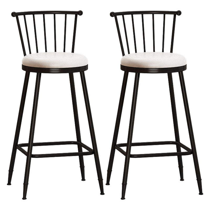 Industrial Armless Backrest Counter Stool Steel Bar Stool with Leather Cushion White 2 Piece Set Bar Stool(30"H) Clearhalo 'Bar Furniture' 'Bar Stools' 'bar_stools' 'furn' 'furn_bar_stools' 'Furniture' 'furniture_bar_stools' 'Kitchen & Dining Furniture' 4910888