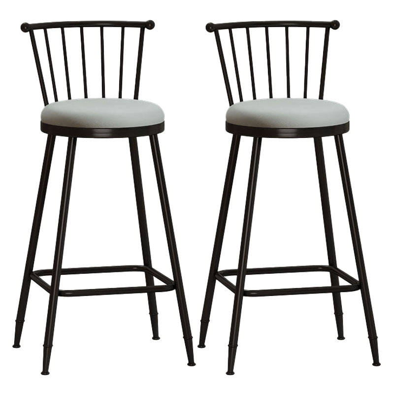 Industrial Armless Backrest Counter Stool Steel Bar Stool with Leather Cushion Gray 2 Piece Set Bar Stool(30"H) Clearhalo 'Bar Furniture' 'Bar Stools' 'bar_stools' 'furn' 'furn_bar_stools' 'Furniture' 'furniture_bar_stools' 'Kitchen & Dining Furniture' 4910889