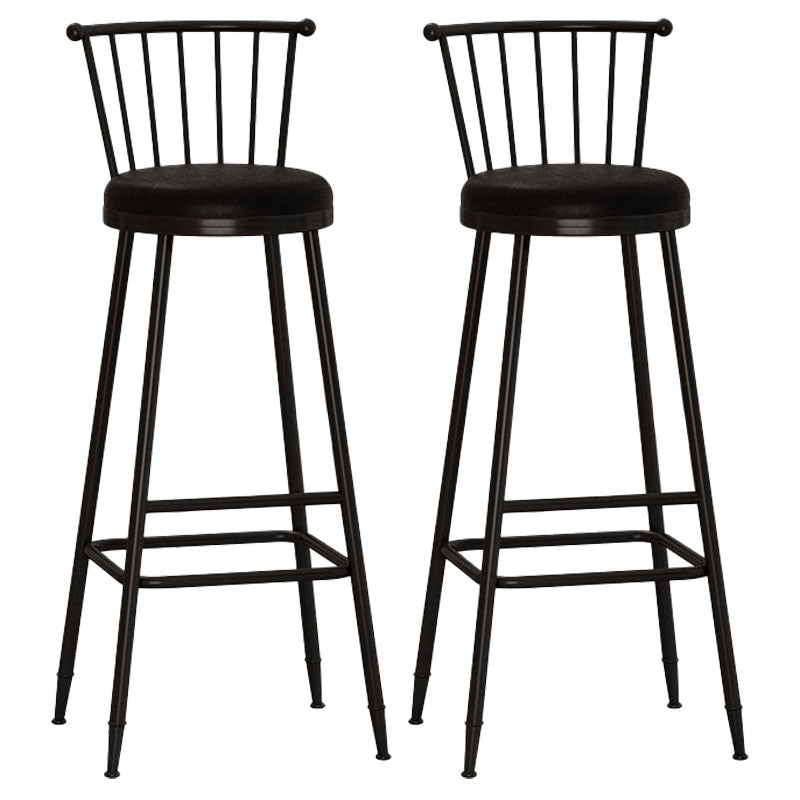 Industrial Armless Backrest Counter Stool Steel Bar Stool with Leather Cushion Black 2 Piece Set Bar Stool(33"H) Clearhalo 'Bar Furniture' 'Bar Stools' 'bar_stools' 'furn' 'furn_bar_stools' 'Furniture' 'furniture_bar_stools' 'Kitchen & Dining Furniture' 4910890