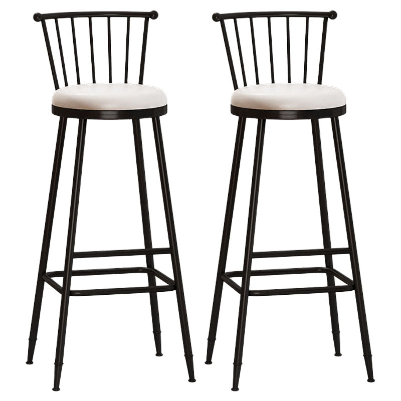Industrial Armless Backrest Counter Stool Steel Bar Stool with Leather Cushion White 2 Piece Set Bar Stool(33"H) Clearhalo 'Bar Furniture' 'Bar Stools' 'bar_stools' 'furn' 'furn_bar_stools' 'Furniture' 'furniture_bar_stools' 'Kitchen & Dining Furniture' 4910892
