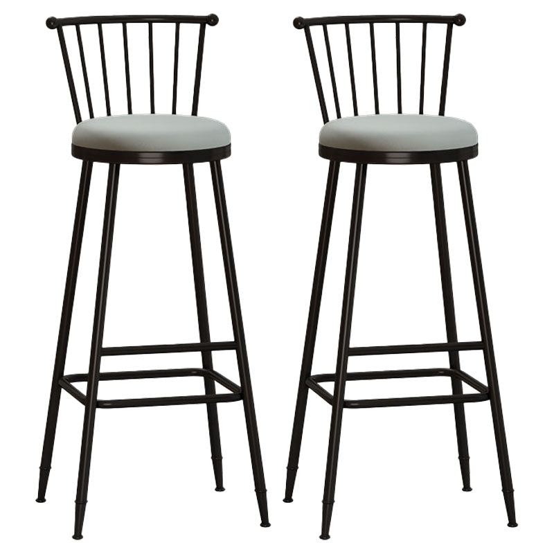 Industrial Armless Backrest Counter Stool Steel Bar Stool with Leather Cushion Gray 2 Piece Set Bar Stool(33"H) Clearhalo 'Bar Furniture' 'Bar Stools' 'bar_stools' 'furn' 'furn_bar_stools' 'Furniture' 'furniture_bar_stools' 'Kitchen & Dining Furniture' 4910893