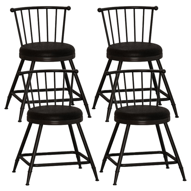 Industrial Armless Backrest Counter Stool Steel Bar Stool with Leather Cushion Black 4 Piece Set Short Stool(18"H) Clearhalo 'Bar Furniture' 'Bar Stools' 'bar_stools' 'furn' 'furn_bar_stools' 'Furniture' 'furniture_bar_stools' 'Kitchen & Dining Furniture' 4910894