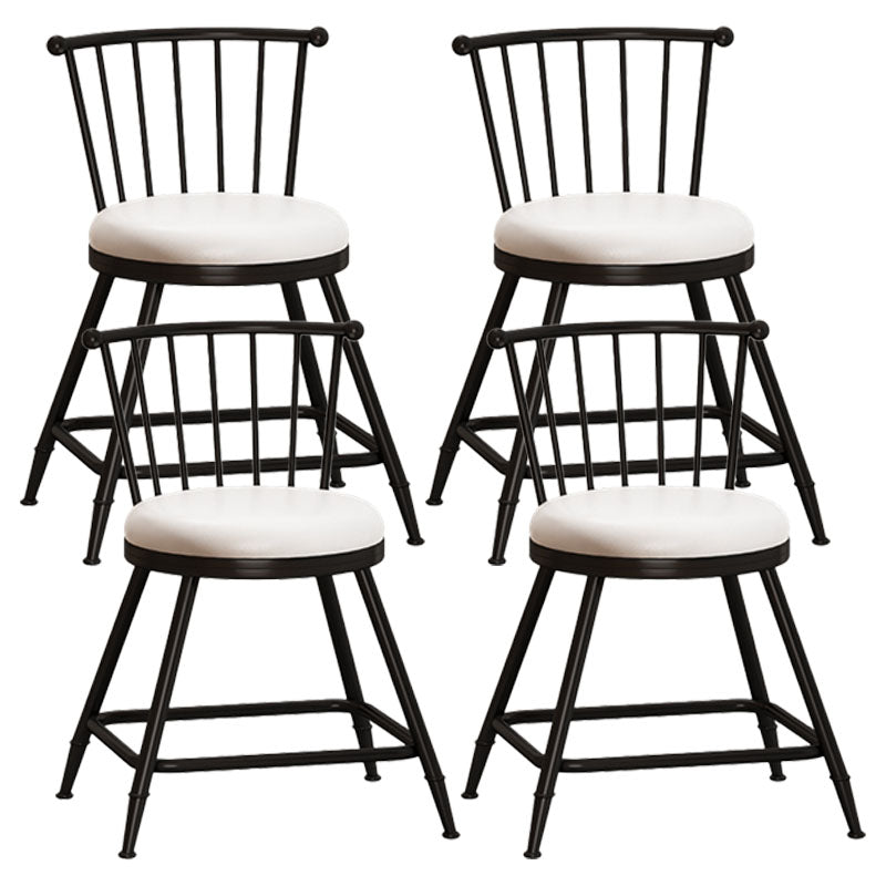 Industrial Armless Backrest Counter Stool Steel Bar Stool with Leather Cushion White 4 Piece Set Short Stool(18"H) Clearhalo 'Bar Furniture' 'Bar Stools' 'bar_stools' 'furn' 'furn_bar_stools' 'Furniture' 'furniture_bar_stools' 'Kitchen & Dining Furniture' 4910896