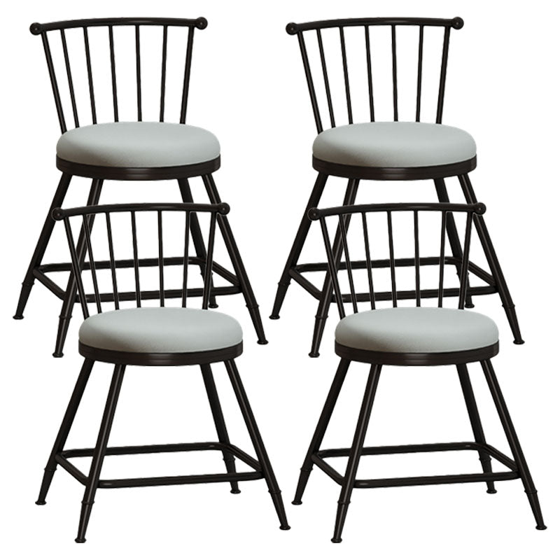 Industrial Armless Backrest Counter Stool Steel Bar Stool with Leather Cushion Gray 4 Piece Set Short Stool(18"H) Clearhalo 'Bar Furniture' 'Bar Stools' 'bar_stools' 'furn' 'furn_bar_stools' 'Furniture' 'furniture_bar_stools' 'Kitchen & Dining Furniture' 4910897