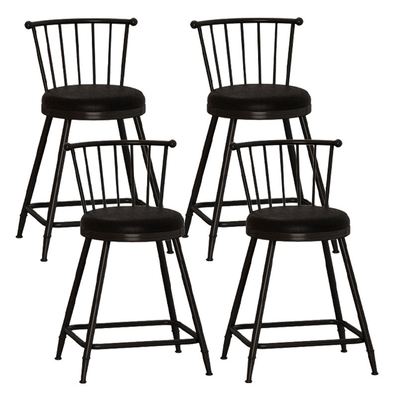 Industrial Armless Backrest Counter Stool Steel Bar Stool with Leather Cushion Black 4 Piece Set Short Stool(22"H) Clearhalo 'Bar Furniture' 'Bar Stools' 'bar_stools' 'furn' 'furn_bar_stools' 'Furniture' 'furniture_bar_stools' 'Kitchen & Dining Furniture' 4910898