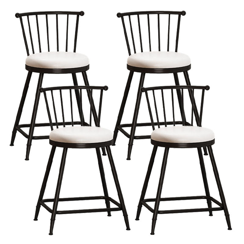 Industrial Armless Backrest Counter Stool Steel Bar Stool with Leather Cushion White 4 Piece Set Short Stool(22"H) Clearhalo 'Bar Furniture' 'Bar Stools' 'bar_stools' 'furn' 'furn_bar_stools' 'Furniture' 'furniture_bar_stools' 'Kitchen & Dining Furniture' 4910900